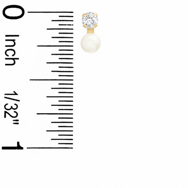 Child's Cubic Zirconia and Cultured Freshwater Pearl Stud Earrings in 10K Gold
