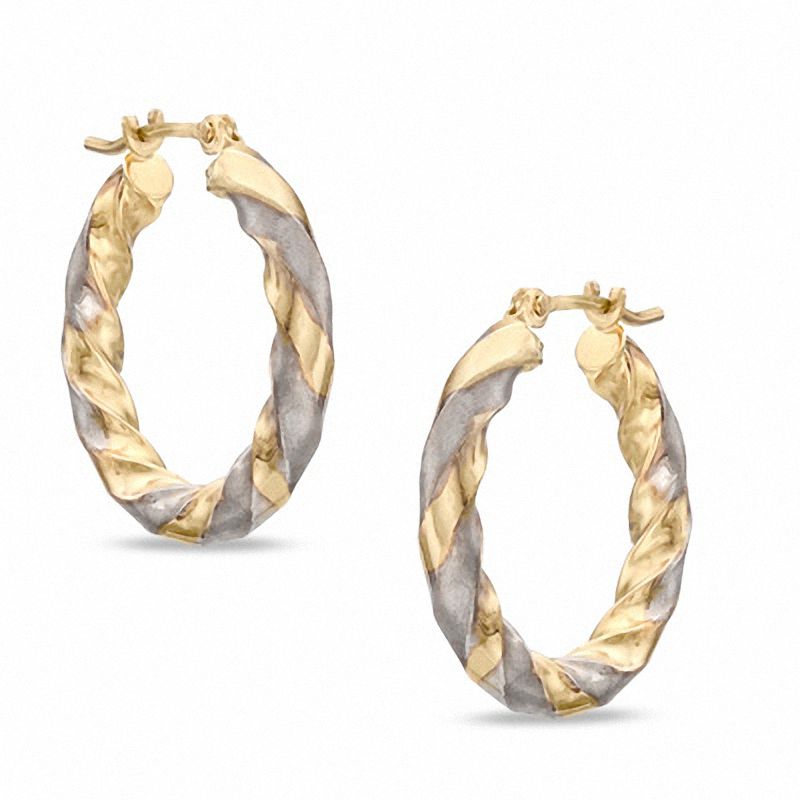 21mm Twisted Hoop Earrings in 10K Two-Tone Gold
