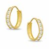 Thumbnail Image 0 of Cubic Zirconia Seven Stone 13mm Huggie Earrings in 10K Gold