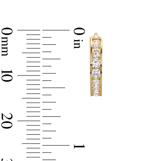 Cubic Zirconia Seven Stone 13mm Huggie Earrings in 10K Gold