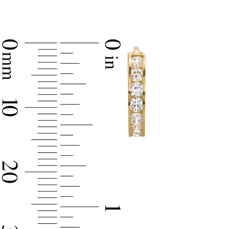 Main Image 3 of Cubic Zirconia Seven Stone 13mm Huggie Earrings in 10K Gold
