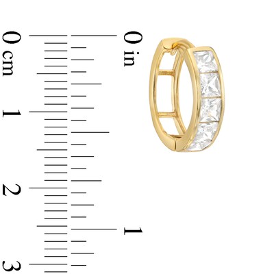 10K Solid Gold Princess-Cut CZ Huggie Hoops