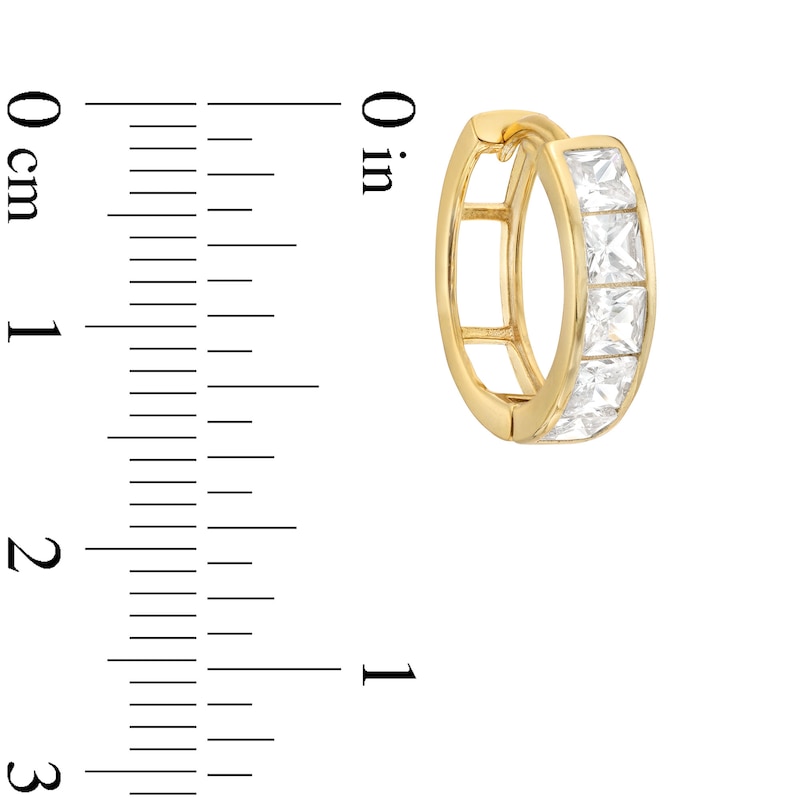 Main Image 2 of 10K Solid Gold Princess-Cut CZ Huggie Hoops