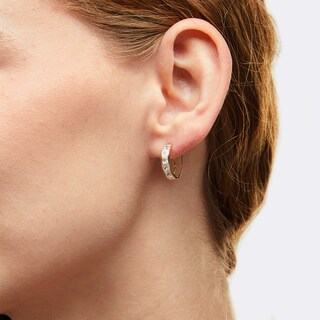 Princess-Cut Cubic Zirconia 15.0mm Huggie Earrings in 10K Gold
