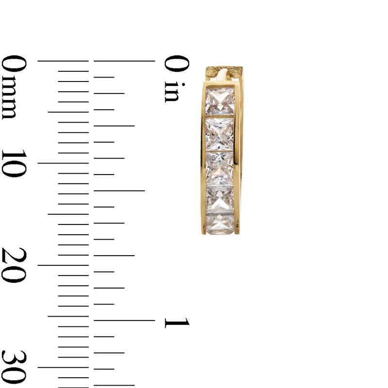 Main Image 3 of Princess-Cut Cubic Zirconia 15.0mm Huggie Earrings in 10K Gold