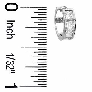 Princess-Cut Cubic Zirconia 12mm Huggie Earrings in 10K White Gold
