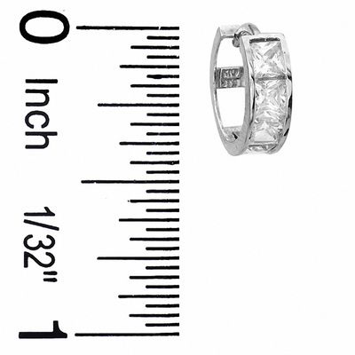 Princess-Cut Cubic Zirconia 12mm Huggie Earrings in 10K White Gold