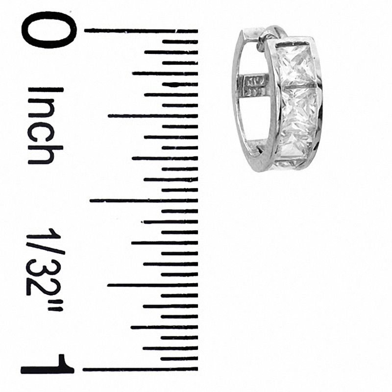 Main Image 2 of Princess-Cut Cubic Zirconia 12mm Huggie Earrings in 10K White Gold