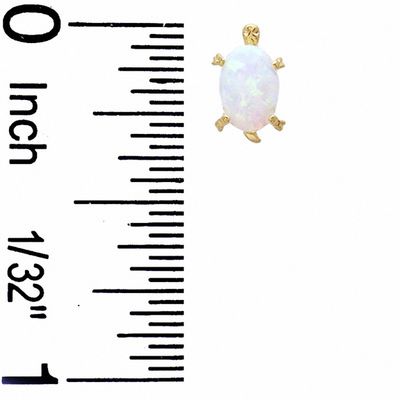 Synthetic Opal Turtle Stud Earrings in 10K Gold
