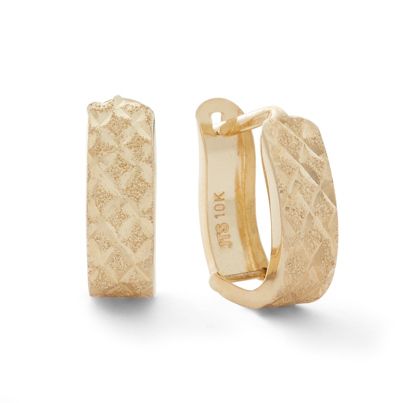 10K Gold Diamond-Cut Huggie Earrings