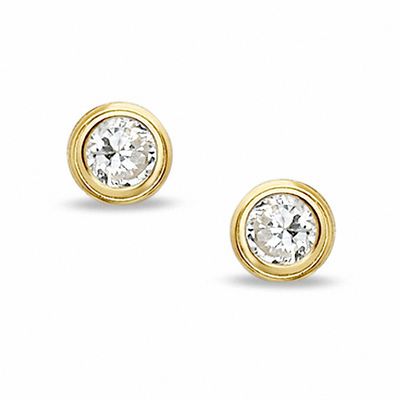 Child's 3mm Cubic Zirconia Stud Earrings in 14K Gold