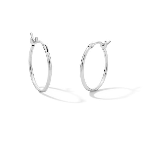 10K White Gold 13.5mm Small Hoop Earrings