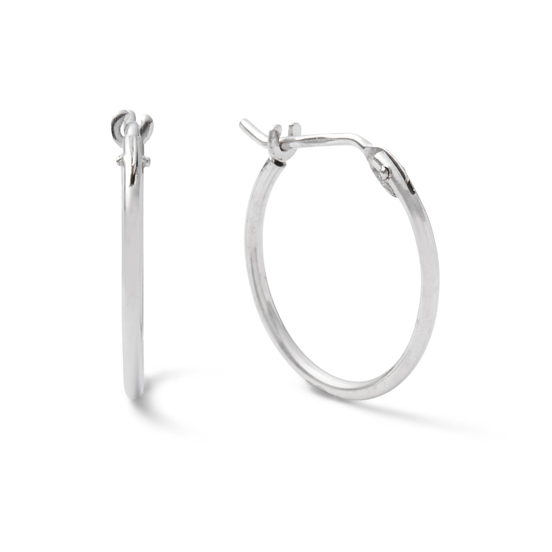 10K White Gold 13.5mm Small Hoop Earrings