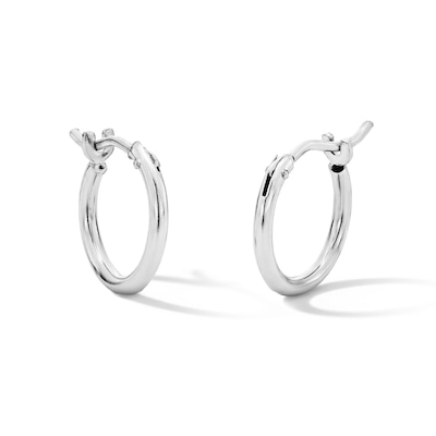 10K White Gold 9.5mm Small Hoop Earrings