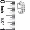 Cubic Zirconia Two Row 11mm Huggie Earrings in 10K White Gold