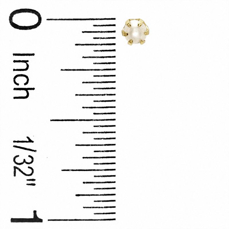 Main Image 2 of 3mm Freshwater Cultured Pearl Stud Earrings in 10K Gold