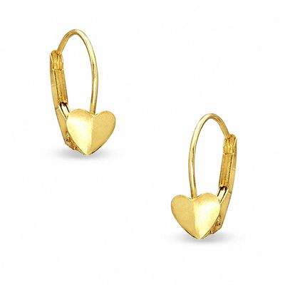 Child's 10K Gold Heart-Shaped Leverback Earrings