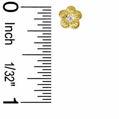 Child's 14K Gold Flower Stud Earrings with CZ