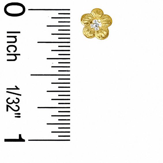 Child's 14K Gold Flower Stud Earrings with CZ