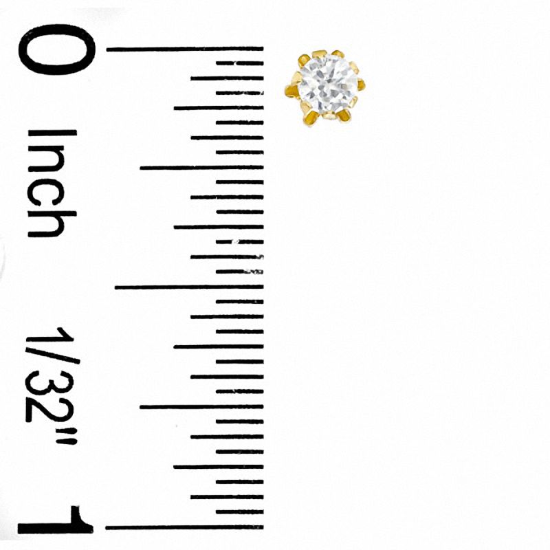 Child's 3mm Cubic Zirconia Stud Earrings in 10K Gold