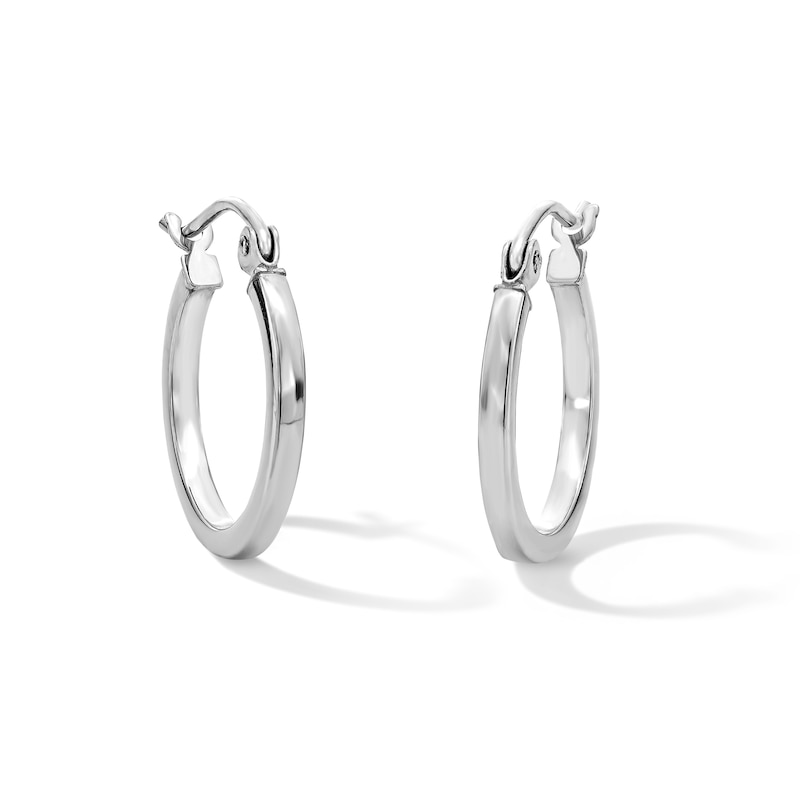 16mm Squared Tube Hoop Earrings in 14K White Gold