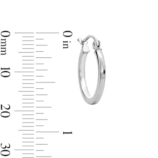 16mm Squared Tube Hoop Earrings in 14K White Gold