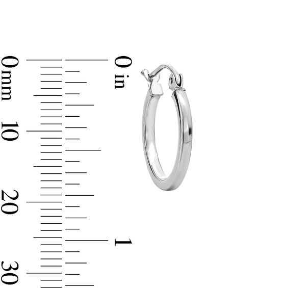 16mm Squared Tube Hoop Earrings in 14K White Gold