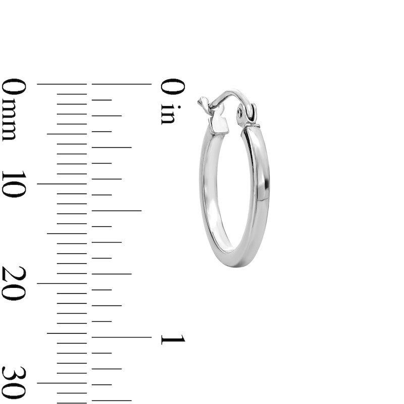 Main Image 4 of 16mm Squared Tube Hoop Earrings in 14K White Gold