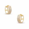 Thumbnail Image 0 of Cubic Zirconia Two Row 11mm Huggie Earrings in 10K Gold