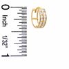 Thumbnail Image 1 of Cubic Zirconia Two Row 11mm Huggie Earrings in 10K Gold