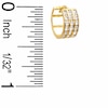 Cubic Zirconia Three Row 12mm Huggie Earrings in 10K Gold