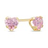 Thumbnail Image 0 of Child's 4mm Heart-Shaped Pink Cubic Zirconia Earrings in 10K Gold