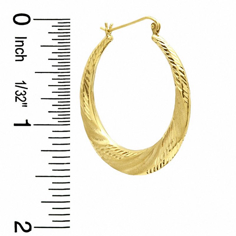 10K Gold Diamond-Cut Hoop Earrings