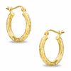 Thumbnail Image 0 of 10K Gold 17mm Diamond-Cut Tube Hoop Earrings