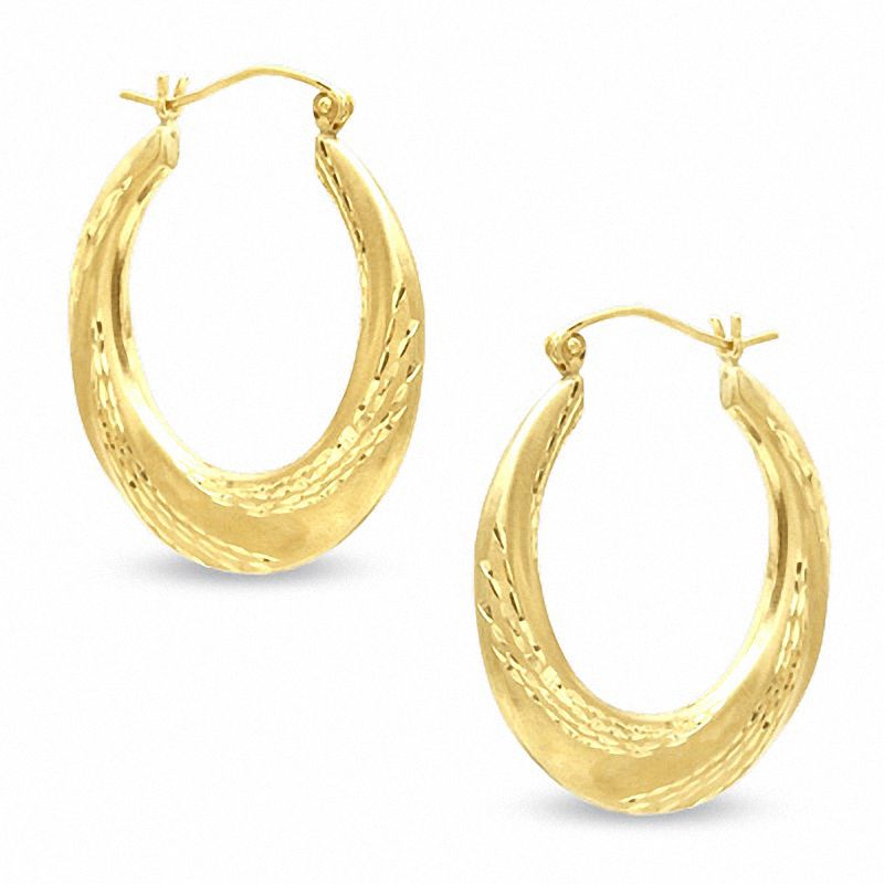 9ct Yellow Gold Diamond Cut Twist Hoop Earrings 