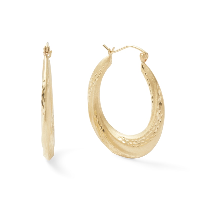 10K Gold Diamond-Cut Twist Hoop Earrings