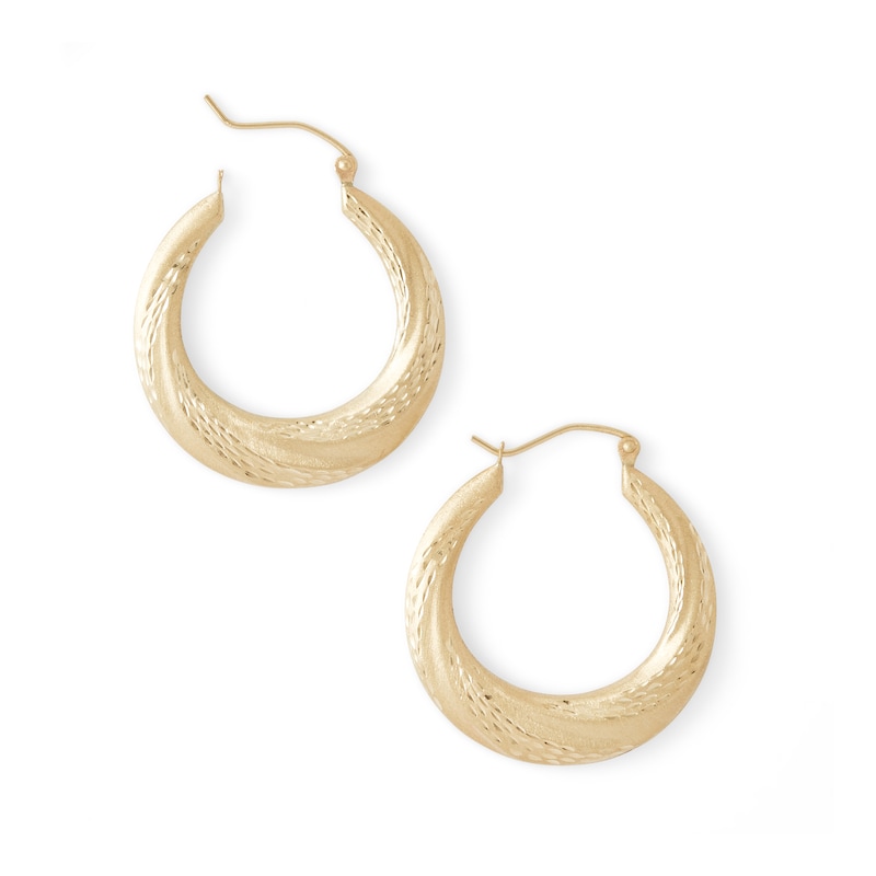 10K Gold Diamond-Cut Twist Hoop Earrings