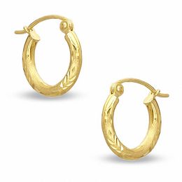 10K Gold 13mm Diamond-Cut Hoop Earrings