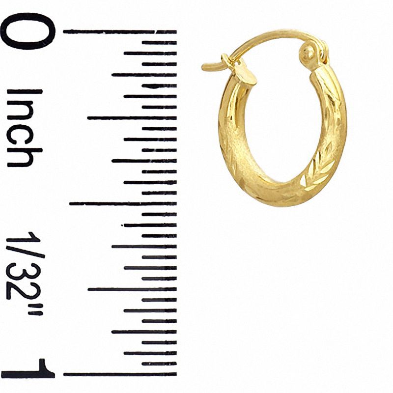 10K Gold 13mm Diamond-Cut Hoop Earrings