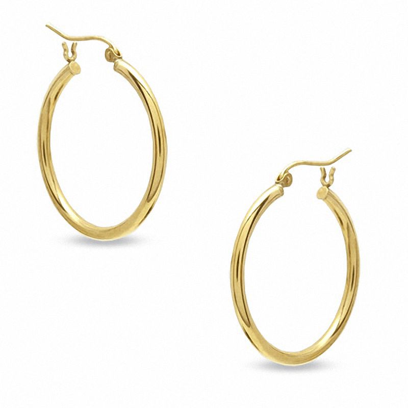 10K Tube Hollow Gold Hoops