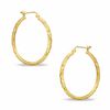 Thumbnail Image 0 of 10K Gold 32mm Diamond-Cut Tube Hoop Earrings