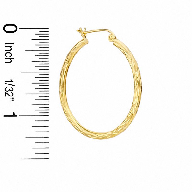 10K Gold 32mm Diamond-Cut Tube Hoop Earrings