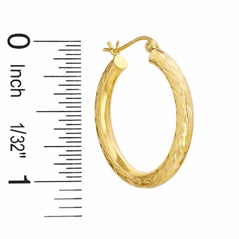10K Gold 25mm Diamond-Cut Tube Hoop Earrings