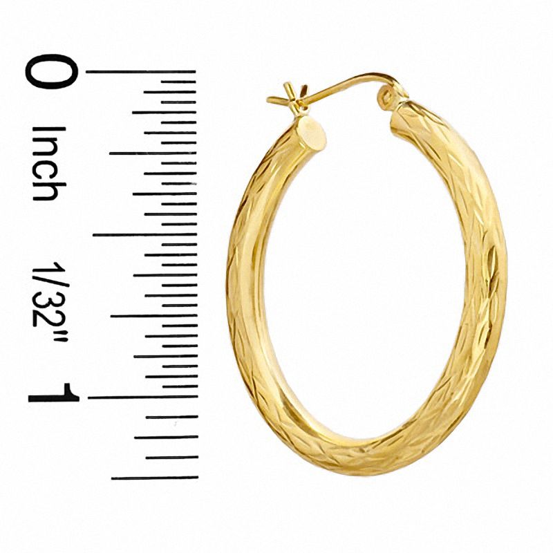 10K Gold 29.5mm Diamond-Cut Tube Hoop Earrings