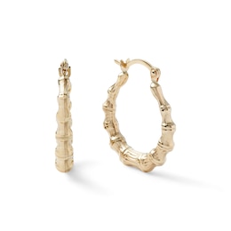 19mm Bamboo Hoop Earrings in 10K Gold