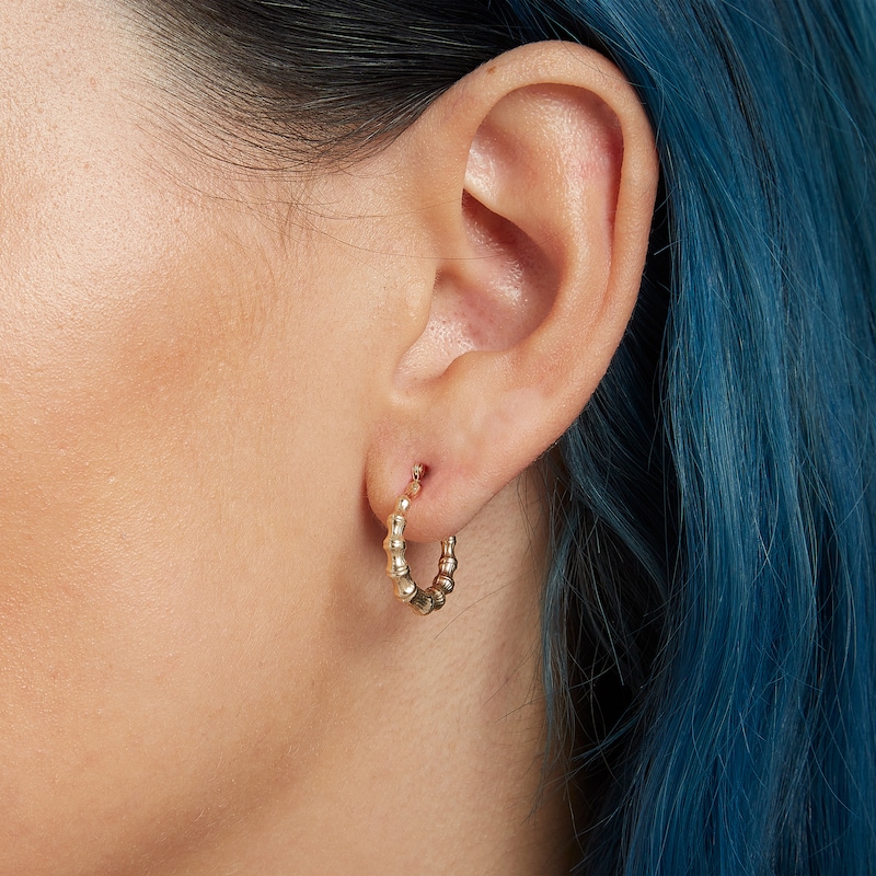 Main Image 2 of 19mm Bamboo Hoop Earrings in 10K Gold