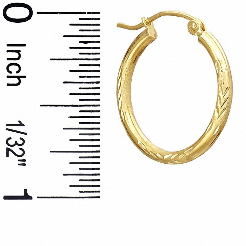 10K Gold 22mm Diamond-Cut Tube Hoop Earrings