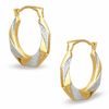 Octagonal Hoop Earrings in 10K Two-Tone Gold