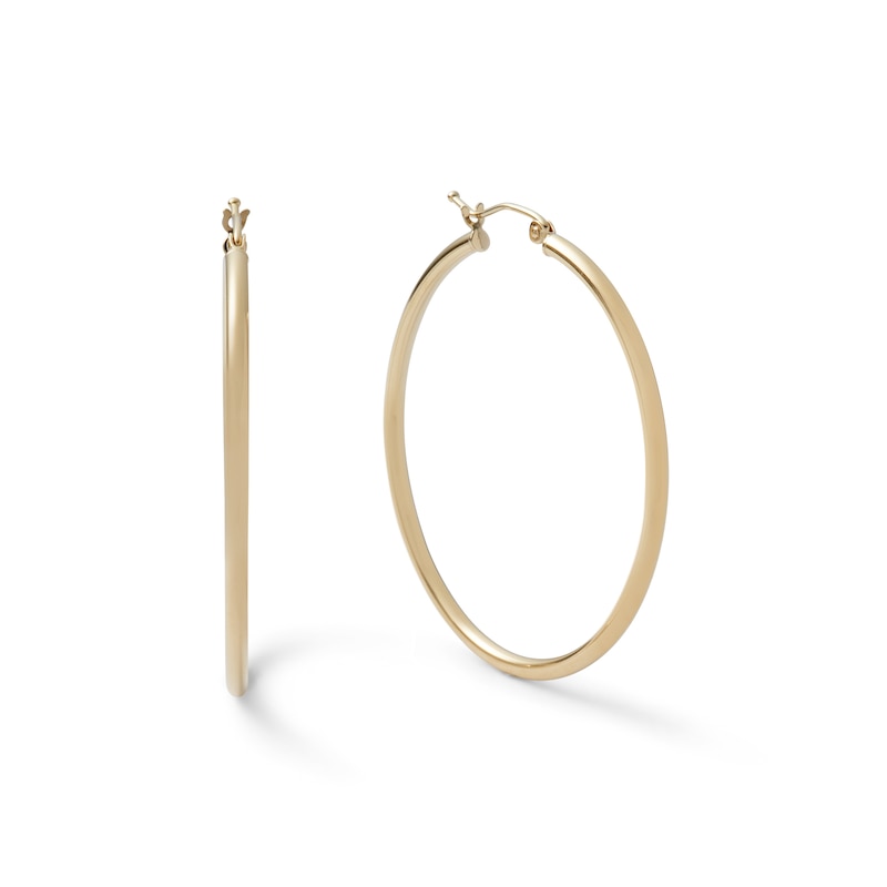 10K Tube Hollow Gold Hoops