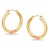 Thumbnail Image 0 of 10K Two-Tone Gold Diamond-Cut Rose on Hoop Earrings